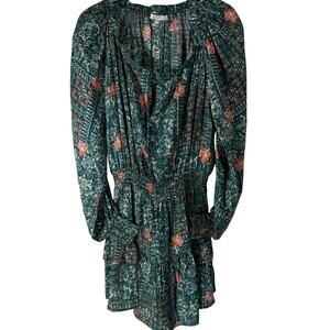 Z SUPPLY Jo Printed Mini Dress Calypso Green Size S